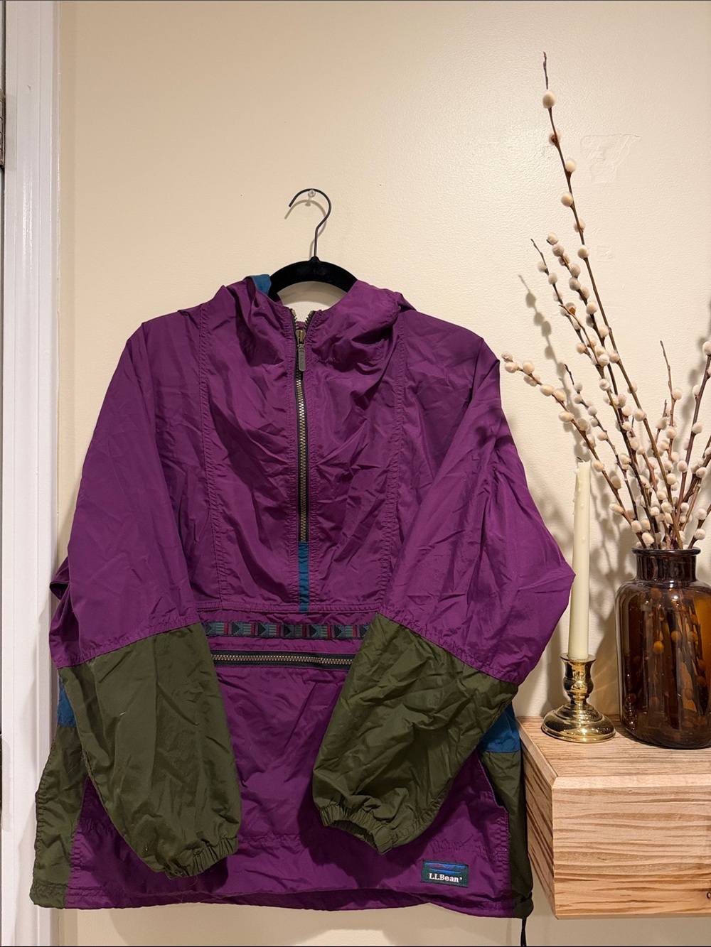 VINTAGE 1990s  👵 L.L. Bean Anorak Aztec pullover windbreaker